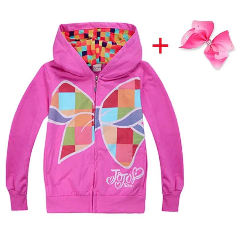 JOJO Siwa/осенние куртки с рисунком для маленьких девочек; пальто с капюшоном и бантом; детская верхняя одежда на молнии для девочек; пальто; повседневная одежда