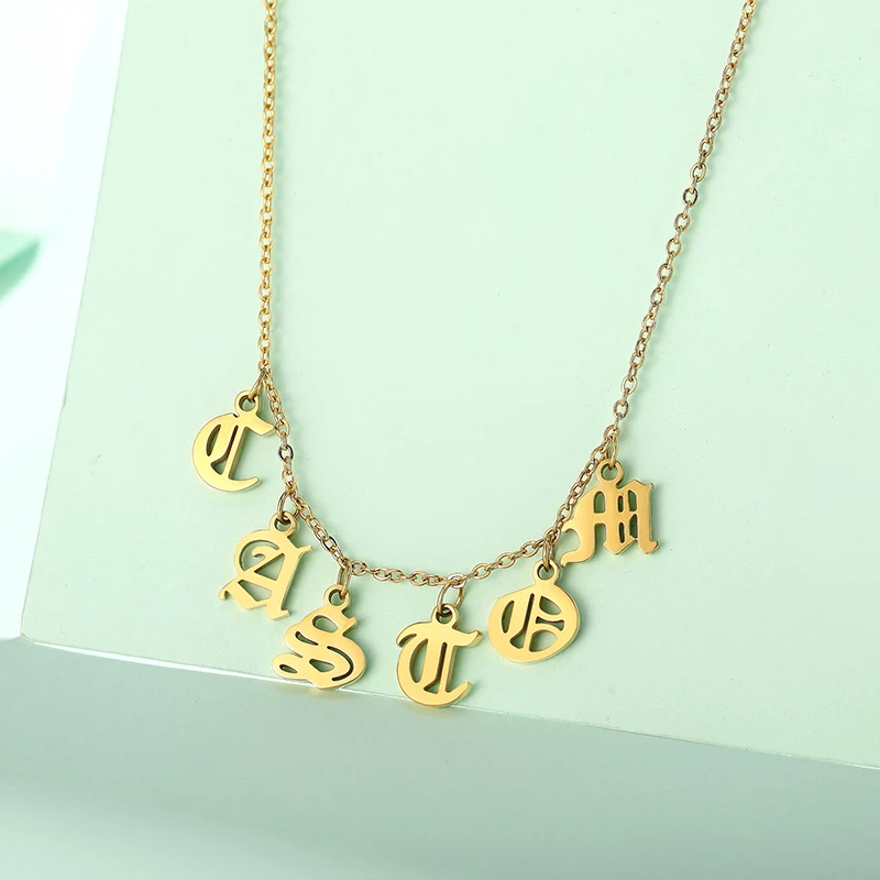 Old English Personalized Name Necklace Custom Any Font Choker Necklaces For Women Graduation Gifts | Украшения и аксессуары