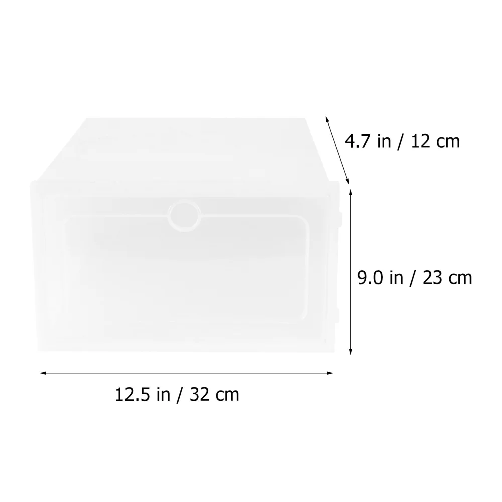 

12PCS Thicken Shoes Box Transparent Stackable Shoes Storage Box Shoe Container - Size S (White)