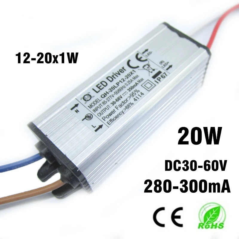 5 шт. 12-20x1w 12 Вт 15 20 хит продаж DC30-68V Водонепроницаемый светодиодный драйвер 280mA 300mA