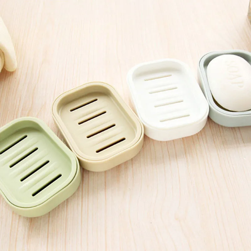 

Double Layers Soap Box Kitchen Tools Bathroom Accessories Travel With Cover Soap Dish Suction Holder Storage Basket Soap Box