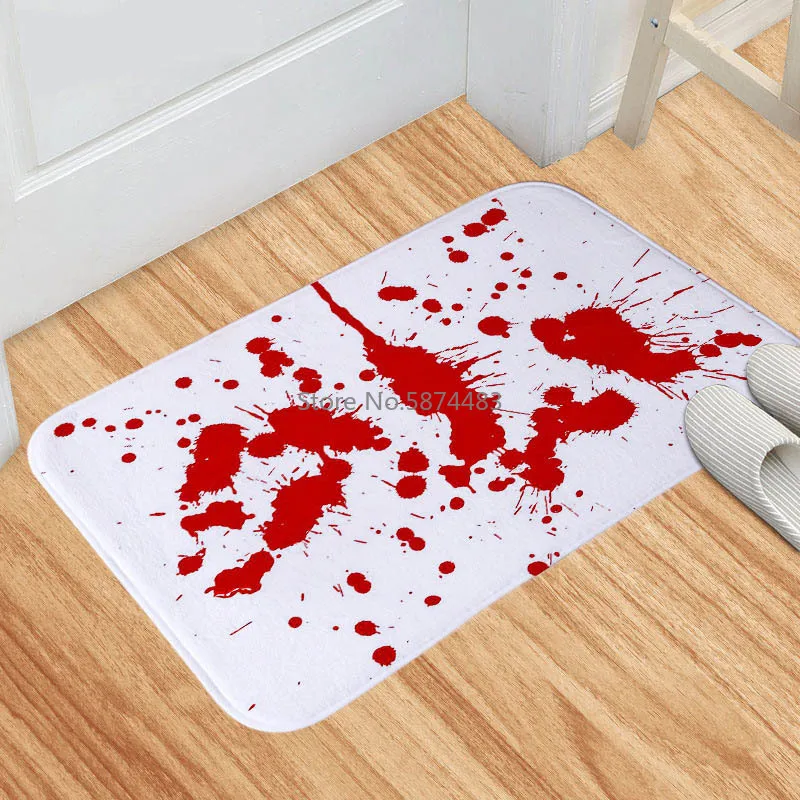Soft Halloween Style Rug Decoration Blood Footprints Non-slip Mat Bathroom Carpets | Дом и сад