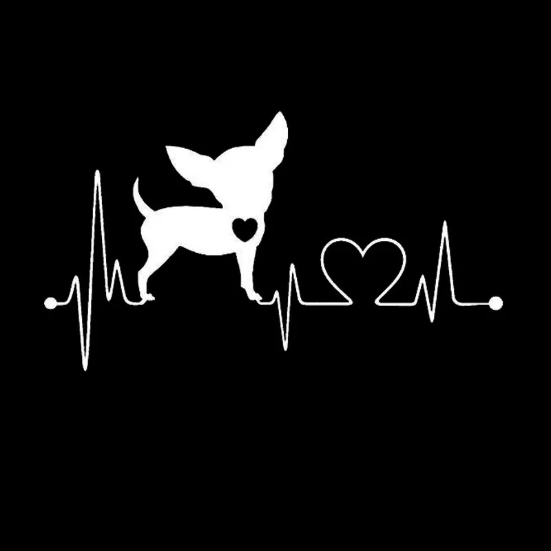 

15.2*8.6CM Chihuahua Heartbeat Dog Car Styling Cute Funny Animal Decorative Stickers Black/Silver Car Styling