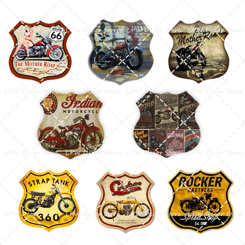 

Metal Tin signs Vintage Motorcycle Irregular Garage Sign Embossed Garage Pub House Office Restaurant Bar Pub iron Paintings Gift