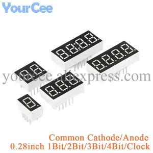 10 шт., 0,28 дюйма, дисплей, цифровые часы, общий катодный модуль анода, 0,28 дюйма, 7-сегментный красный светодиодный модуль DIY, 1 бит, 2 бит, 3 Бит, 4 Бит