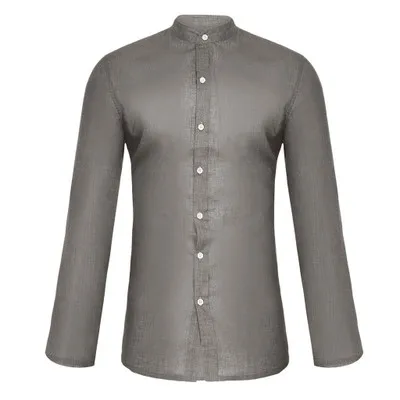 

Spring And Summer Casual Men's Shirt Solid Color Long-sleeved Button Stand Collar Men's Shirt Regular MJ0245