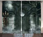 Ужас шторы для дома Луна Хэллоуин исторические ворота Готический фон свечи фантастический вид печать гостиной спальни окна