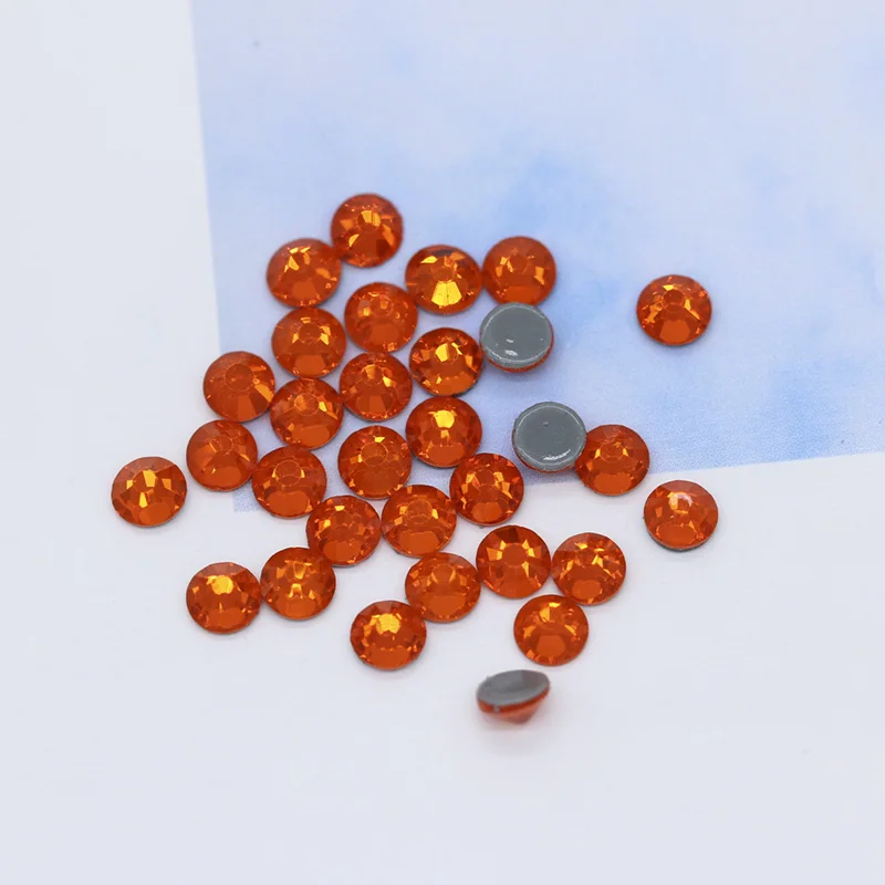 orange 144p 5A SS12-ss30 41-Цвета гладить на Стразы с прямой основой с украшением в виде кристаллов Стразы с плоской задней частью, горячая фиксация, супер яркие Стразы Стекло камень для одежды ремесло - Цвет: orange
