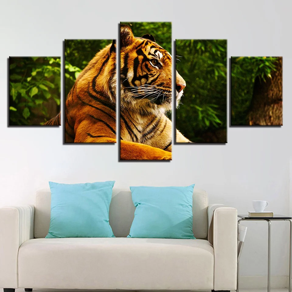 

HD Prints Poster Wall Art Modern 5 Pieces Animal Tiger Painting Framework Modular Canvas Pictures Artworks Decor For Living Room