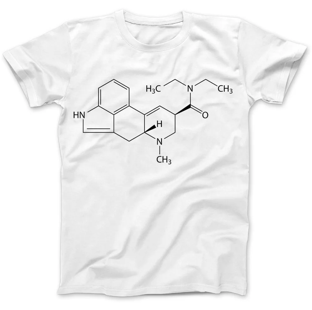 

New Men T shirt Fashion LSD Molecule Acid Psychedelics T-Shirt 100% Premium Cotton Terence McKenna DMT T shirt