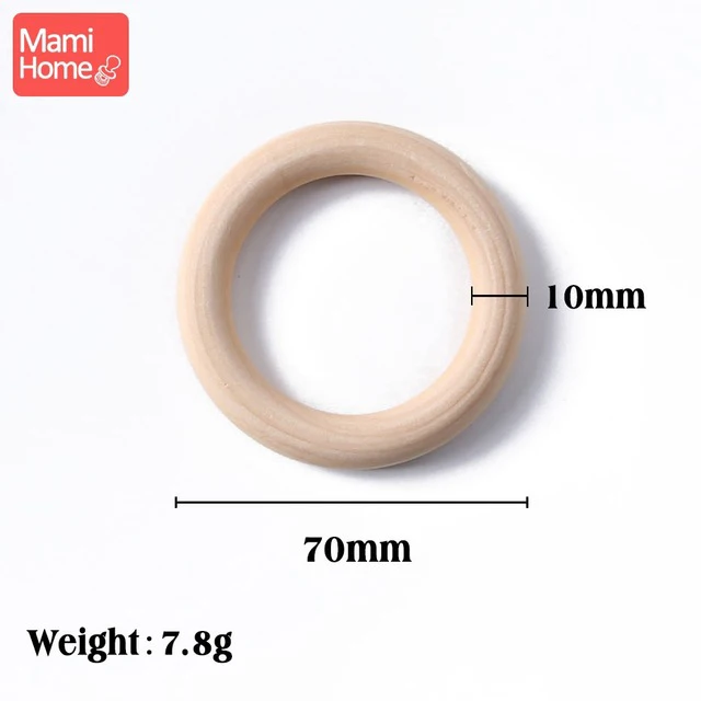 70mm Mamihome, 50 шт., кленовое дерево, кольцо, гладкая поверхность, натуральное дерево, Прорезывание Зубов, для детей, сделай сам, деревянное ожерелье, аксессуары для рукоделия - Цвет: 70mm