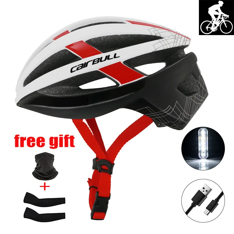 

cairbull Cycling Helmet with LED Light Rechargeable Tail Light Goggles Bicycle Safety Caps Road Bike MTB Helmet Cascos Ciclismo