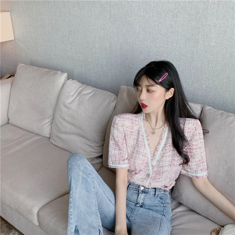 

ICCLEK New Vintage Stylish Summer Thin Jacket Coat Women Fashion Short Sleeve Frayed Trim Tassel Ladies Outerwear Chaqueta Mujer