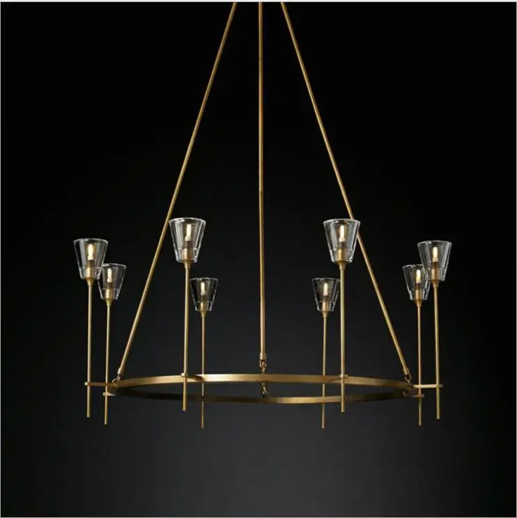 RH медь пост Современная хрустальная люстра простая Роскошная гостиная столовая