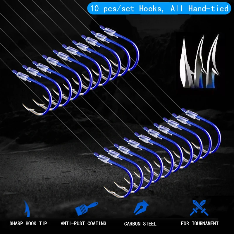 

5pairs High Carbon Steel Fish Hook Carp Hook Japanese-style Seawater Fishing Ansuo Line Binding Lines