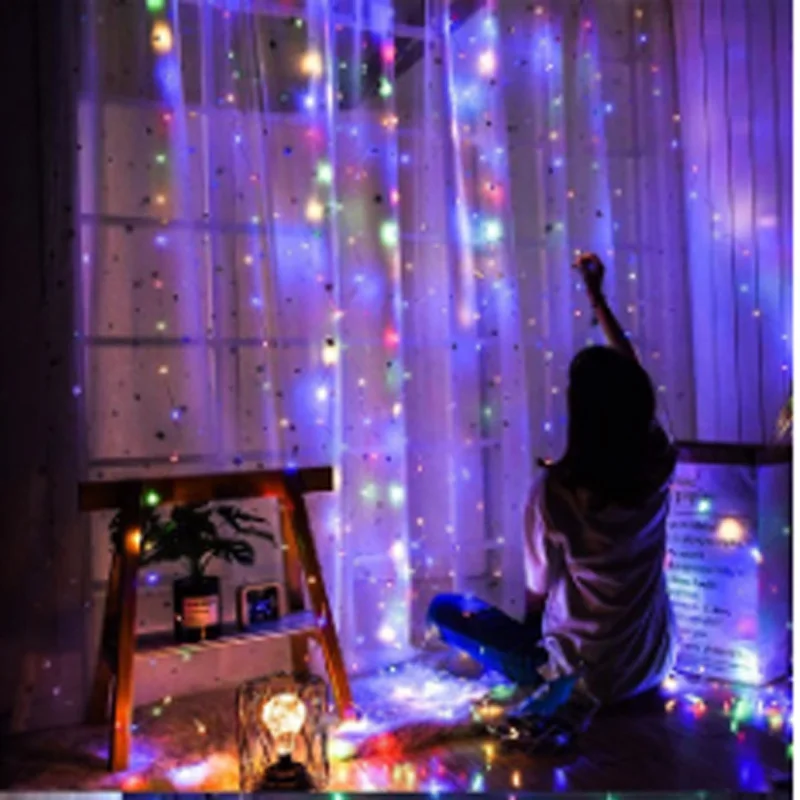 

DC 5V USB curtain light LED luminous curtain remote control window decoration room background waterfall light Easy to install