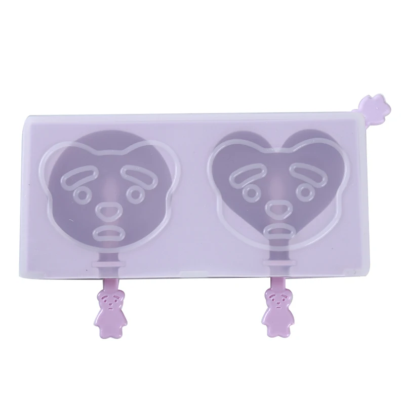 

Children Summer Creative 3 Cavity popsicle silicone molds diy ice cream mold cube makers With Popsicle Sticks