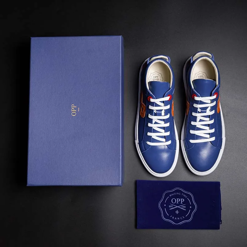 

OPP Men's Shoes Summer Breathable Lace-up Boots Leather Mixed Color Shoes Street Style Casual Men's Skate Shoes