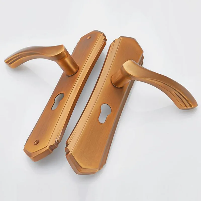 Желтая бронзовая дверь из алюминиевого сплава дверной замок стали дерева