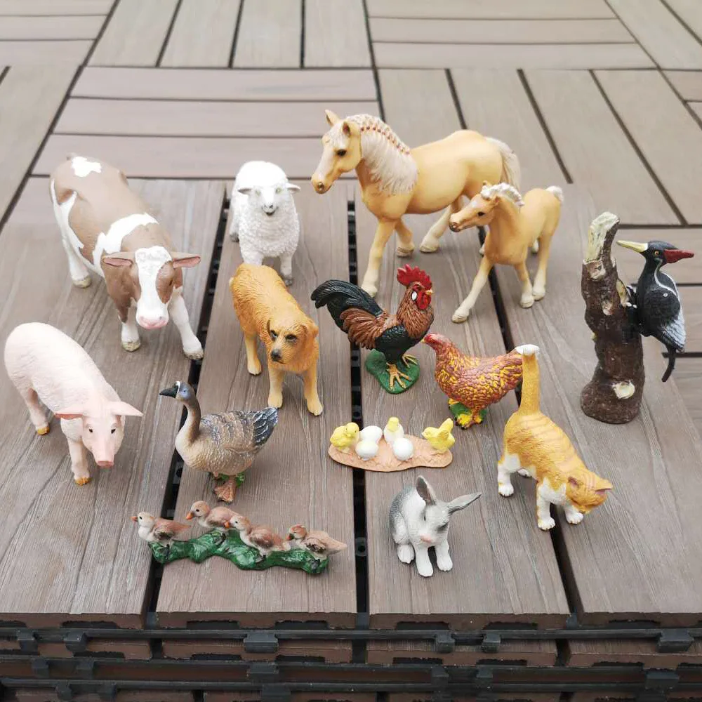 Simulation Cute Poultry Farm Animals Figures Model Duck Goose Chicken Cow Pig Miniature Action Figure Toy fit Xmas Gift | Игрушки и