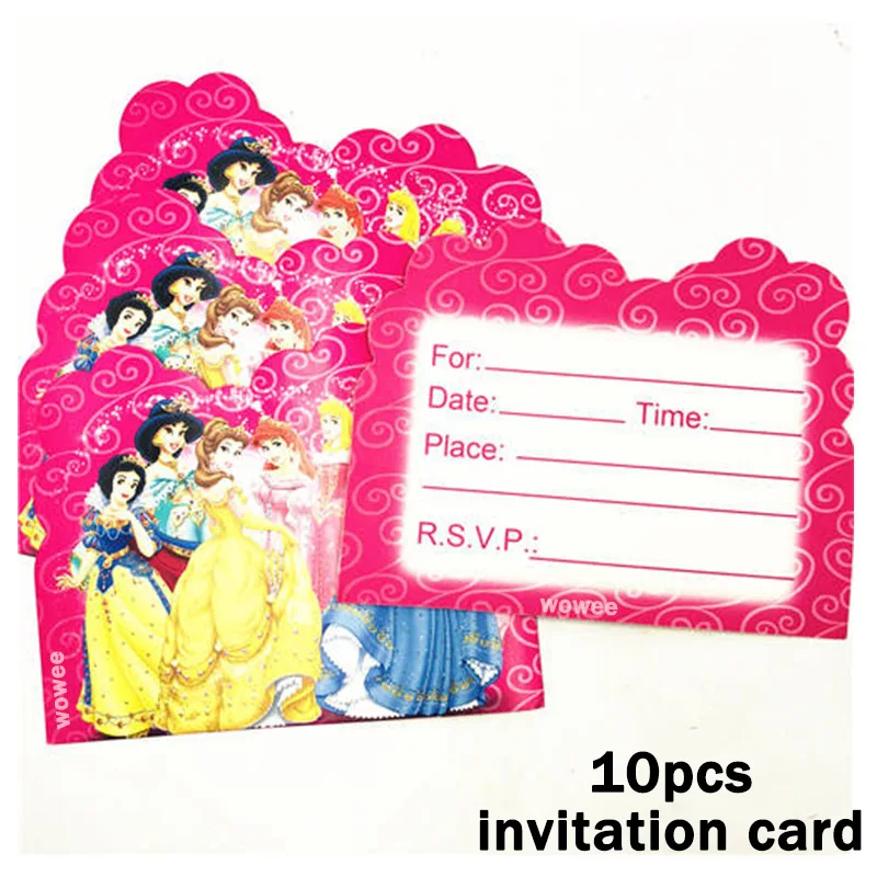 10Invitation Card 24 шт. торт десерт вставленные карты принцесса украшения мультфильм карты Дети День рождения ребенок душ вечерние Принадлежности Торт Топперы - Цвет: 10Invitation Card
