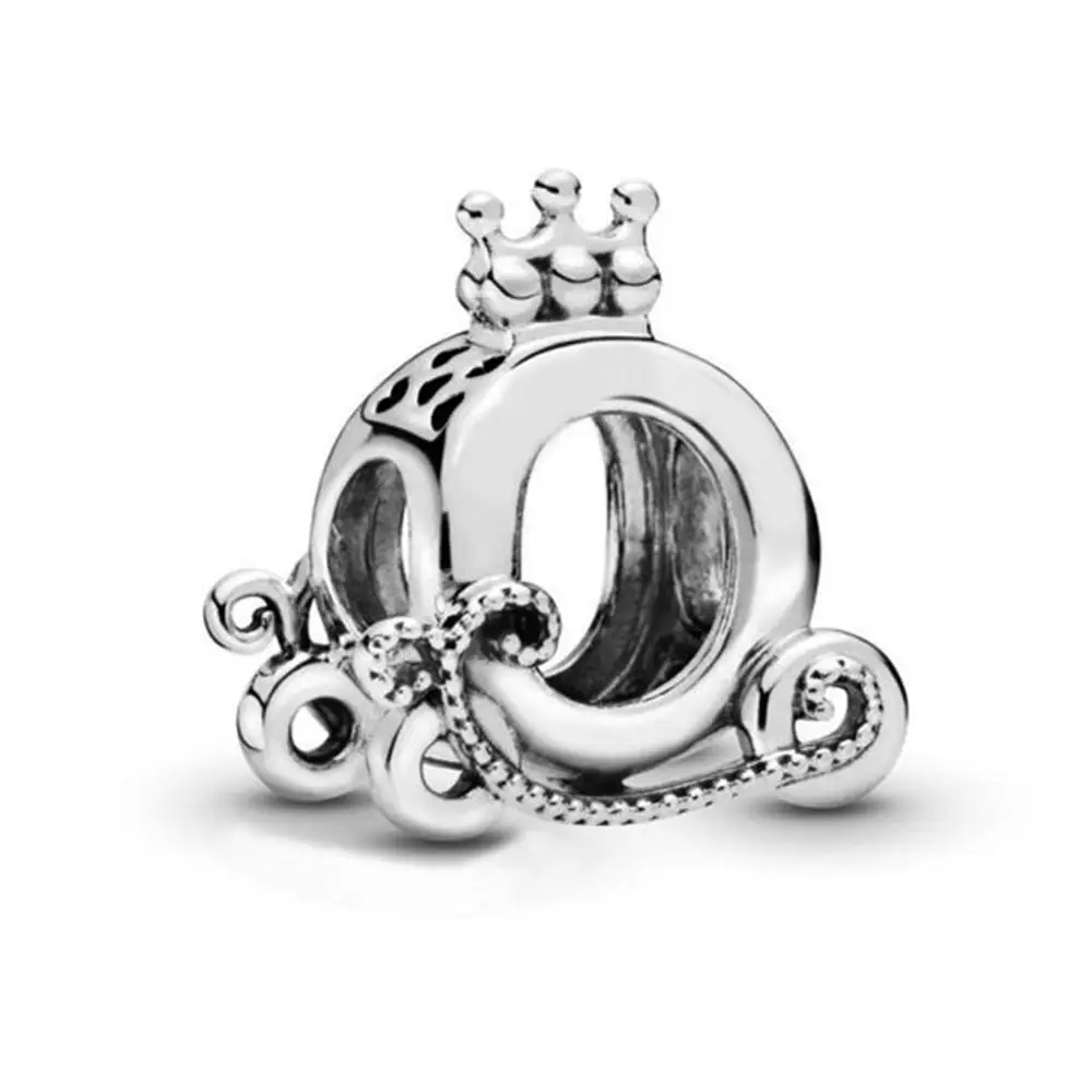 Мода 925 пробы серебро полированная Корона O Carriag Шарм Подходит Pandora браслет бусины для самостоятельного изготовления ювелирных изделий осень