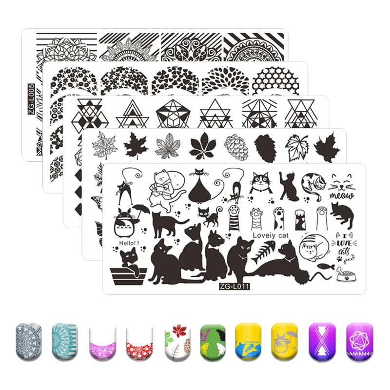 Штамповочные пластины с изображением кошки лист Бабочка шаблон - Цена: 98.82