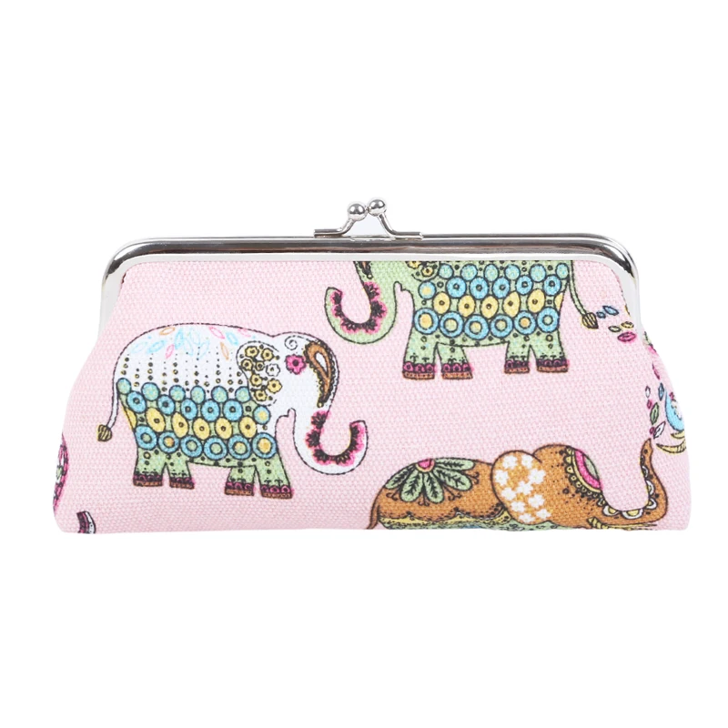 Длинный Мини Женский кошелек с принтом слонов из мультфильма винтажная сумка для
