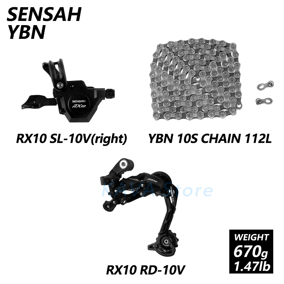 RX10 and YB SENSAH RX10 1X10 Скорость M6000 горы mtb велосипеда велосипедные переключатели 11-42/46/50T маховик KMC X10 цепи GXP 104BCD шатун со звездочкой - Цвет: RX10 and YB
