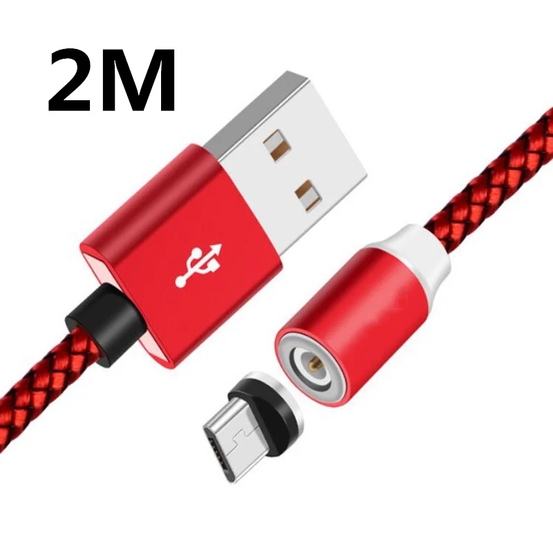 Red 2M Магнитный Micro USB кабель для iPhone, samsung, huawei, магнитный кабель для зарядки и передачи данных, USB кабель для освещения, кабель для мобильного телефона - Тип штекера: Red 2M