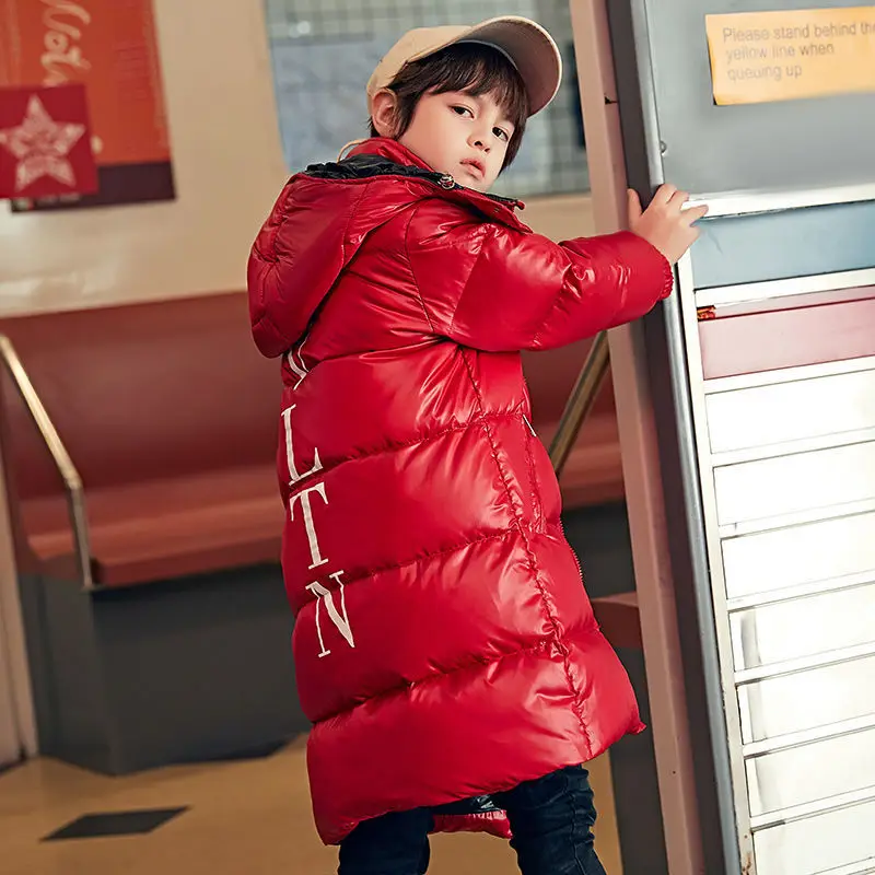 Зимняя куртка-пуховик на утином пуху для мальчиков и девочек Теплые Модные