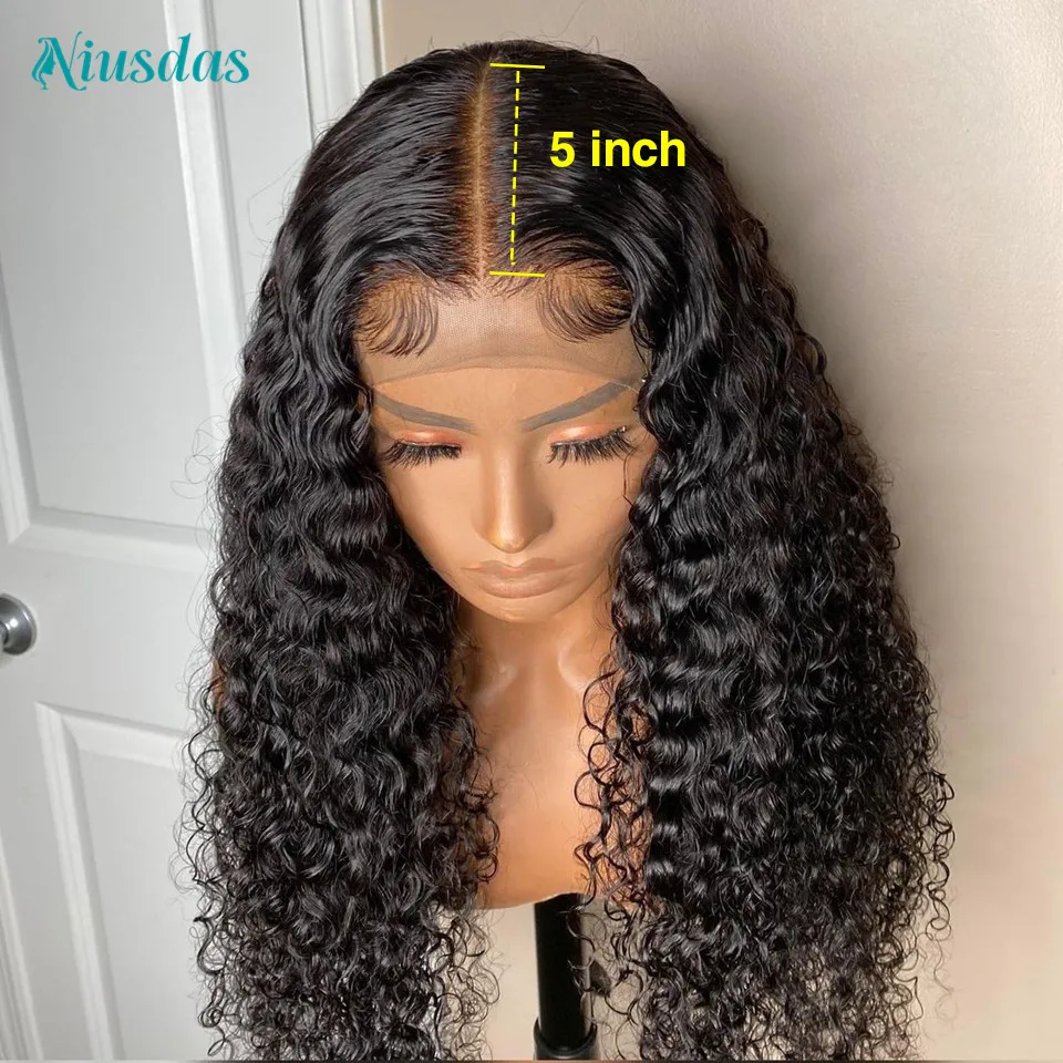 30 Inch Curly Human Hair Wig 5x5 Lace Closure Wig Transparent Lace Wigs for Women Human Hair Niusdas Lace Front Wig Deep Part
