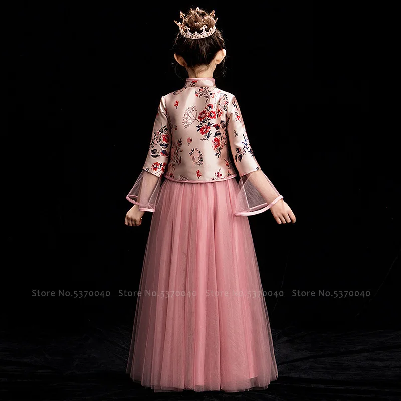 Детская мода для девочек Традиционный китайский Hanfu Тан костюм принцессы