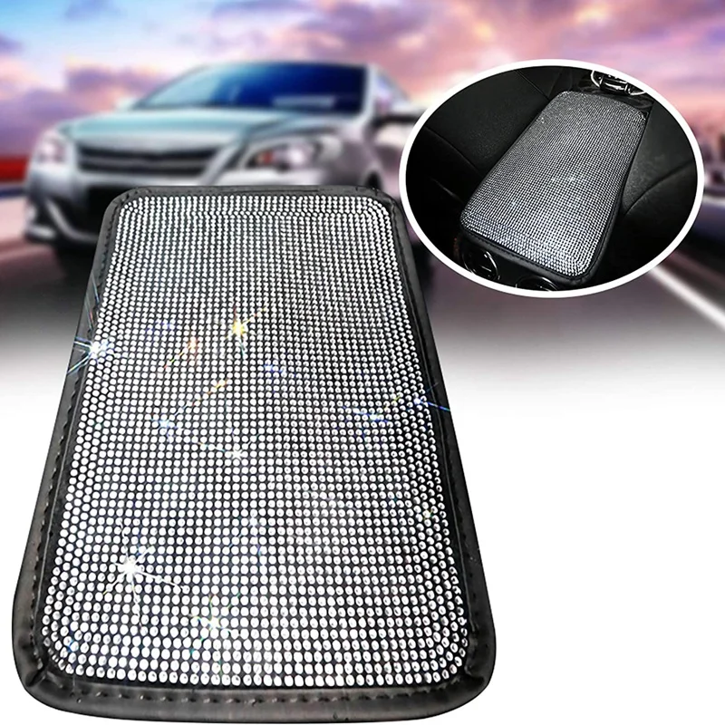 

Car Armrest Bling Cover Cute Charming Auto Center Console Crystal Rhinestone Car Arm Rest Cushion