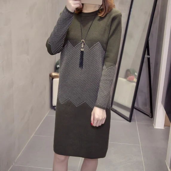 Вязаный длинный женский пуловер размера плюс Осень зима 2020 свободные полосатые