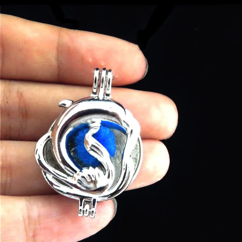 5 шт. открывающийся Дельфин и птица медная фазовая коробка ожерелье медальон