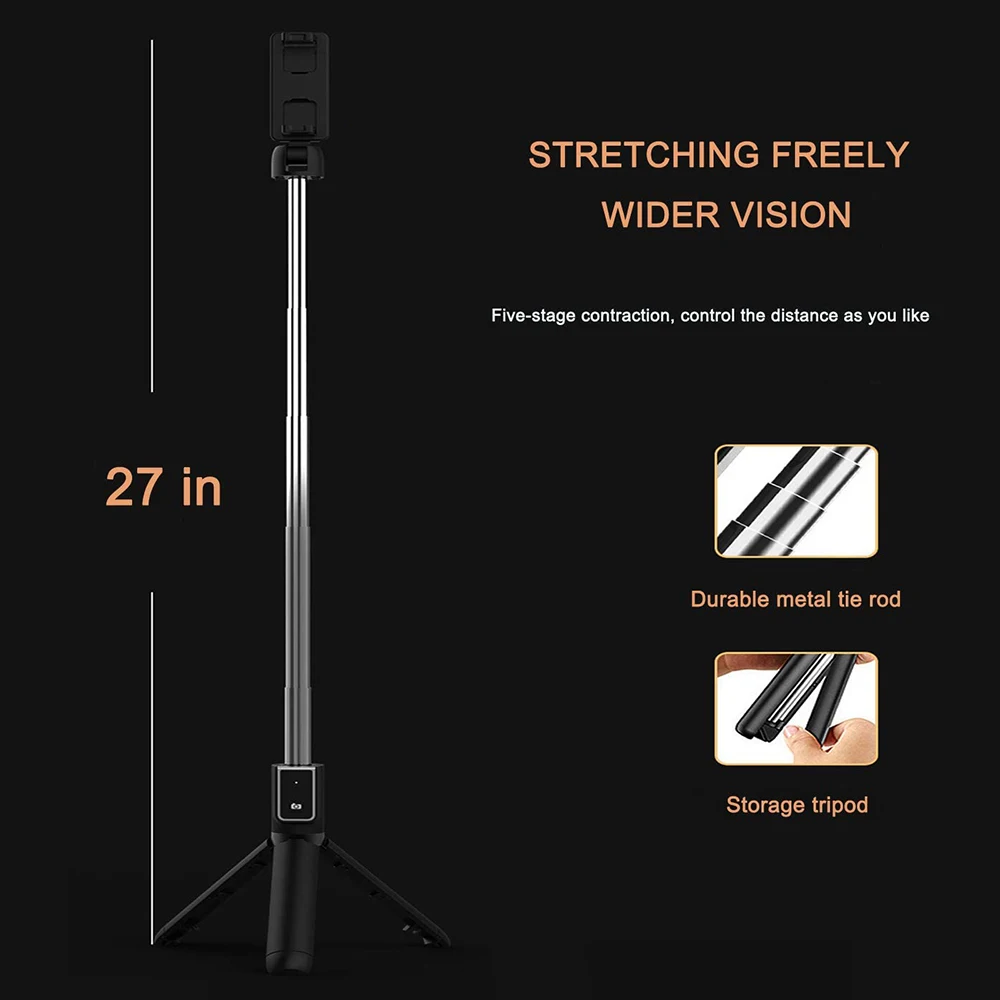 portable selfie stick telescopic stick bluetooth wireless remote selfie stick tripod for smartphone mobile phone accessories free global shipping