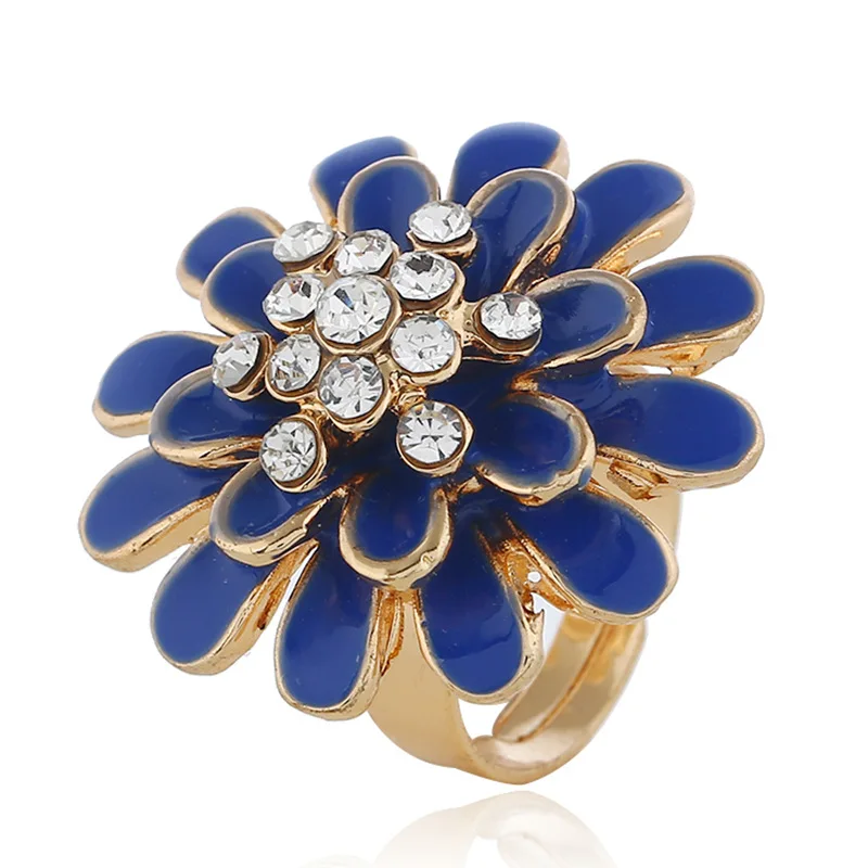 Женское кольцо с большим цветком регулируемое черного и красного цветов в