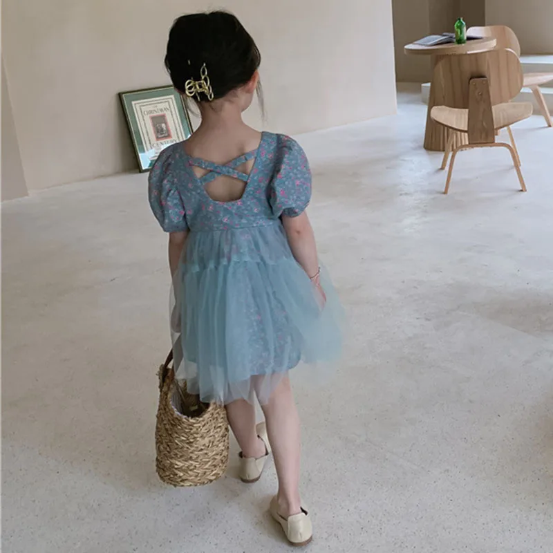 

Baby Girls Short Sleeve Floral Backless Dresses Summer Kids Baby Girl Princess Dress Clothing Kids Casual Fashion Girls Dress