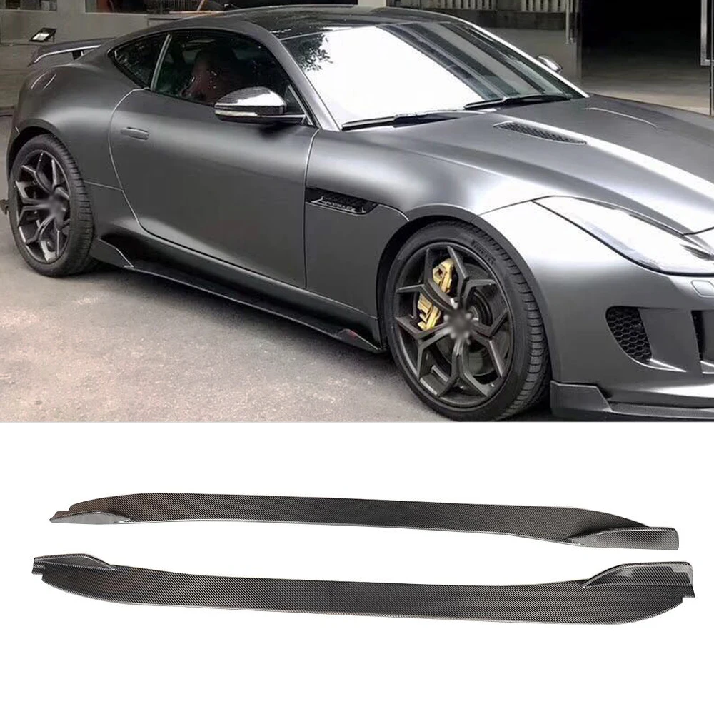 Углеродное волокно авто боковые юбки расширение губы фартук для Jaguar F Тип купе