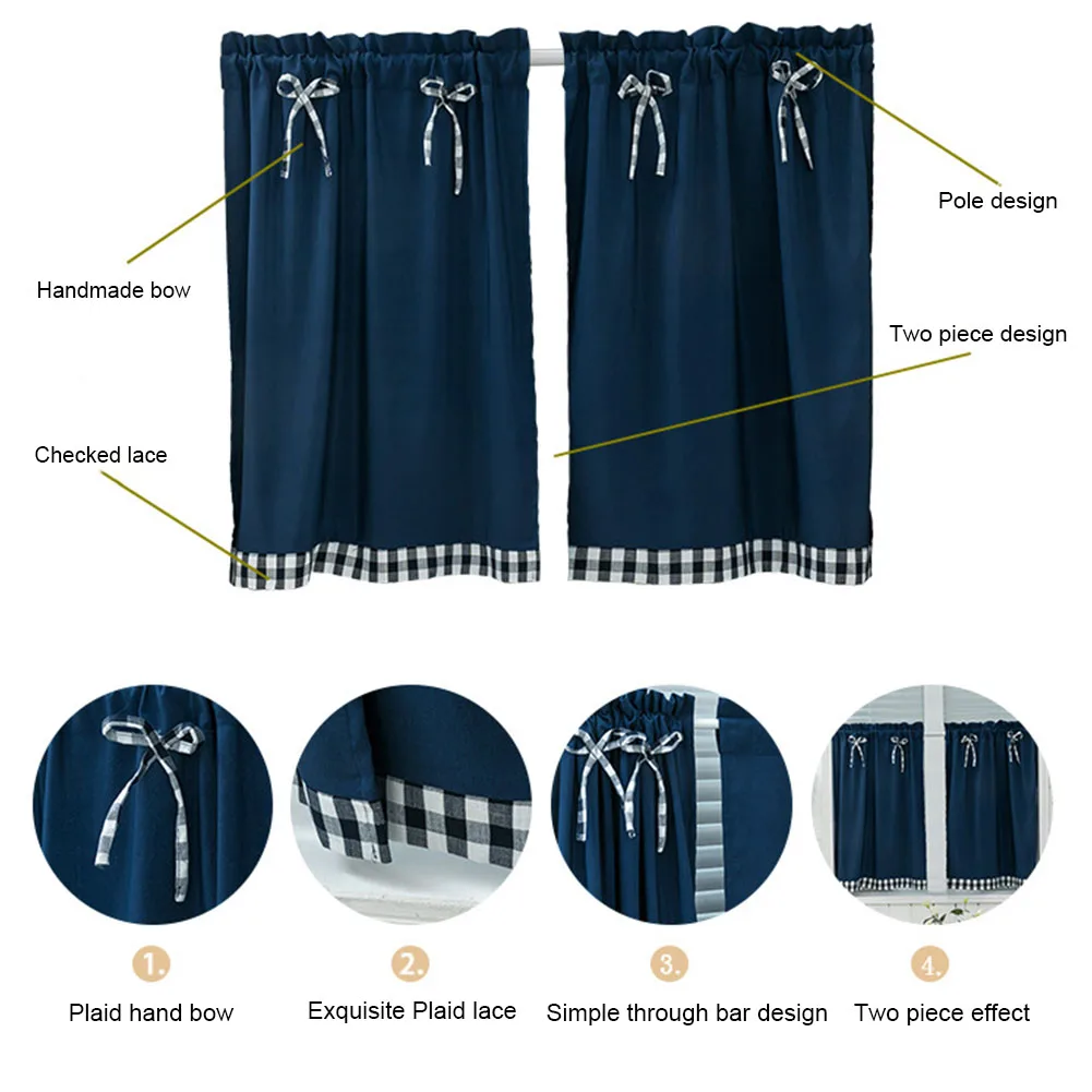 Короткая занавеска Valance для гостиной в пасторальном стиле кухни спальни с бантом