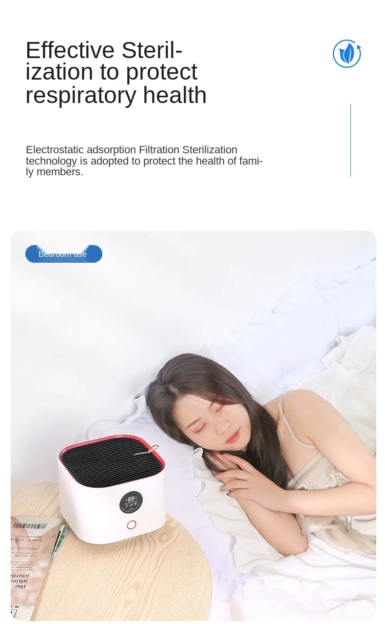

zq Air Purifier Small Household Formaldehyde Removal Second-Hand Smoke Bedroom Fresh Negative Ion Machine