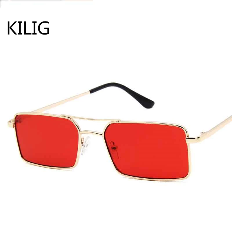 Прямоугольные солнцезащитные очки для мужчин и женщин маленькие металлические