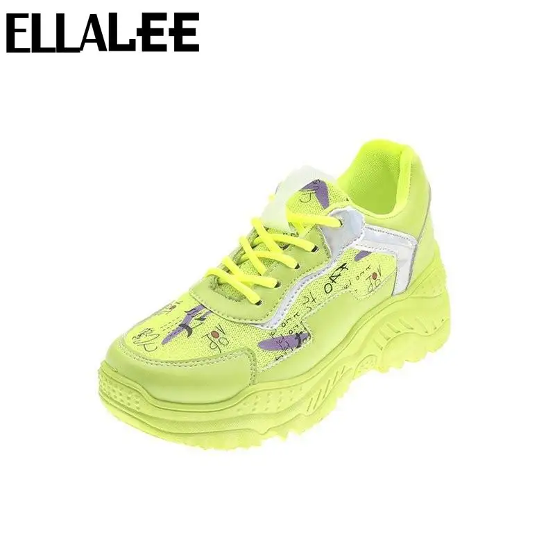 Женские кроссовки на массивной платформе шнуровке толстая подошва желтые 36-42 |