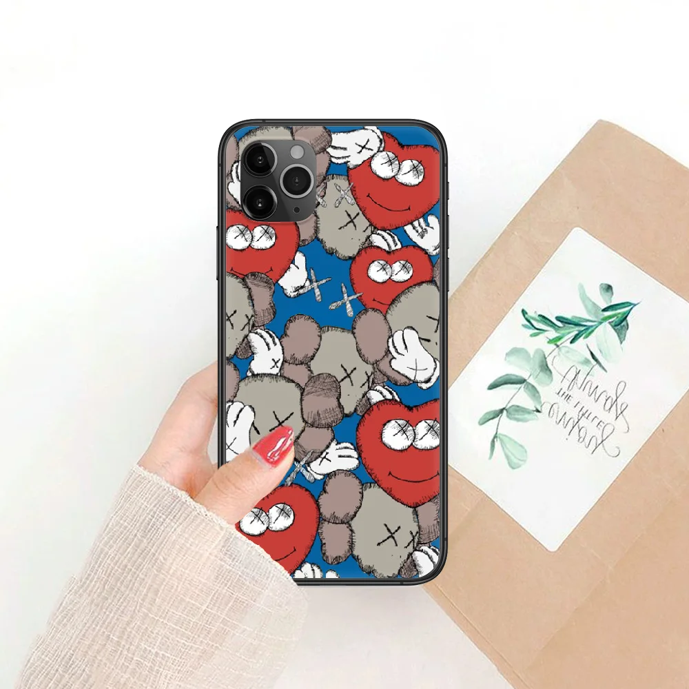 

Cartoon KAW trend brand Phone Case Cover Hull For iphone 5 5s se 2 6 6s 7 8 12 mini plus X XS XR 11 PRO MAX black fashion shell