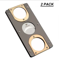 2pcs cohiba cigar cutter stainless steel guillotine double blades cutter pocket cutters portable cigar tool knife scissors