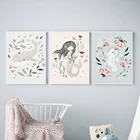 Мультяшные русалки, холст, плакаты, детской стены, фотообои для девочек, детская комната, Настенный декор