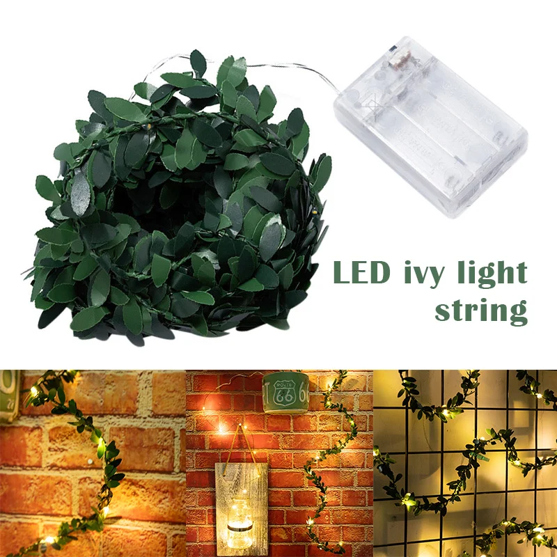 

Светодиодсветильник имитация гирлянда из ротанга, Рождественская гирлянда, имитация зеленого листа, медный провосветильник, свет s DRSA889