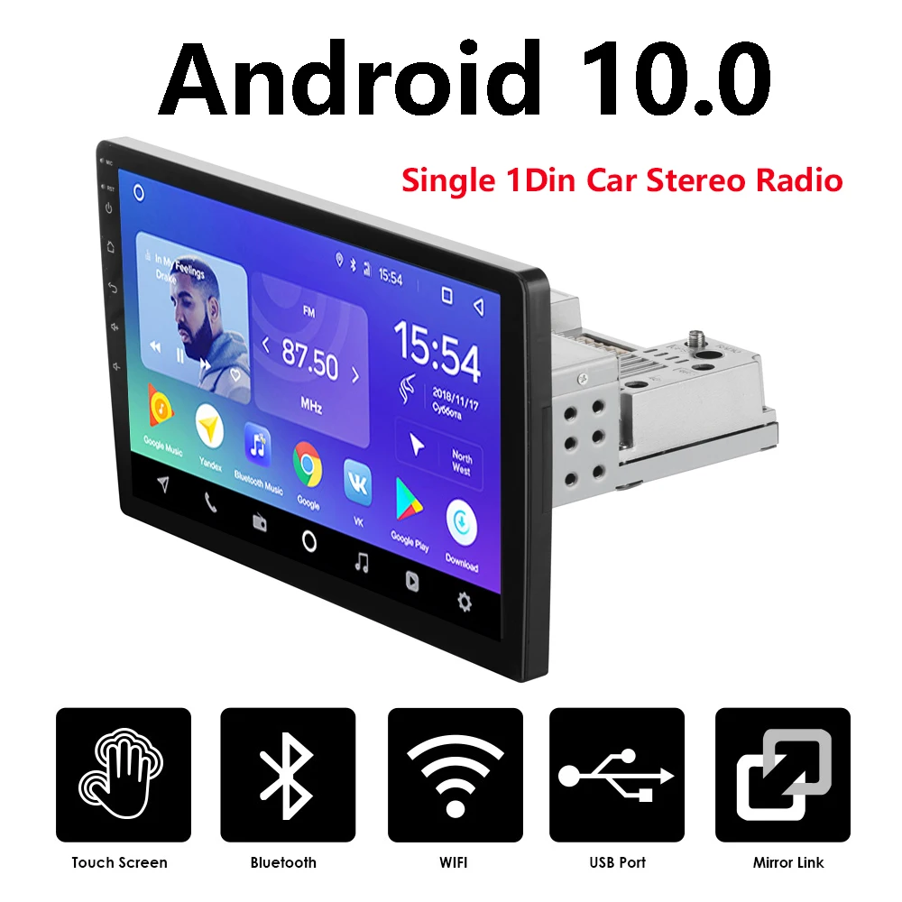 Универсальный автомобильный стереопроигрыватель 1DIN 10 1 дюймов Android 0 Bluetooth Wi Fi mp5