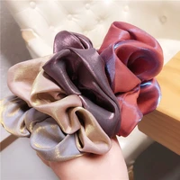 women vintage pearly lustre silky satin extra big hair scrunchies pretty solid plain hair ropes elegant ponytail hair bands